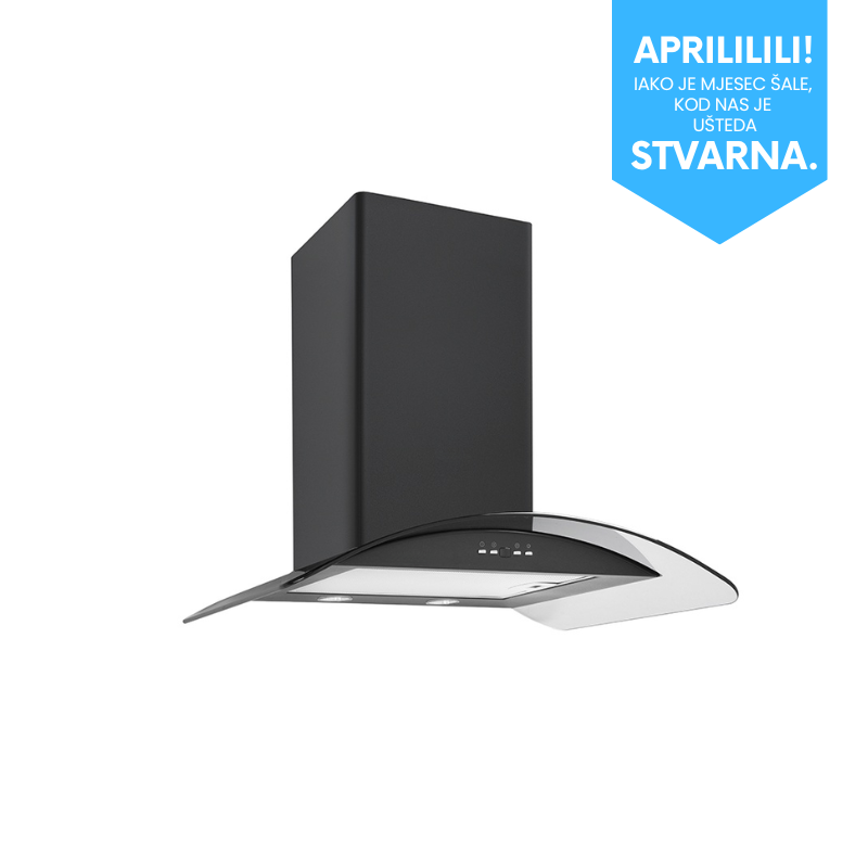 Kuhinjska napa MAX IBER 60 BLACK OVAL GLAS