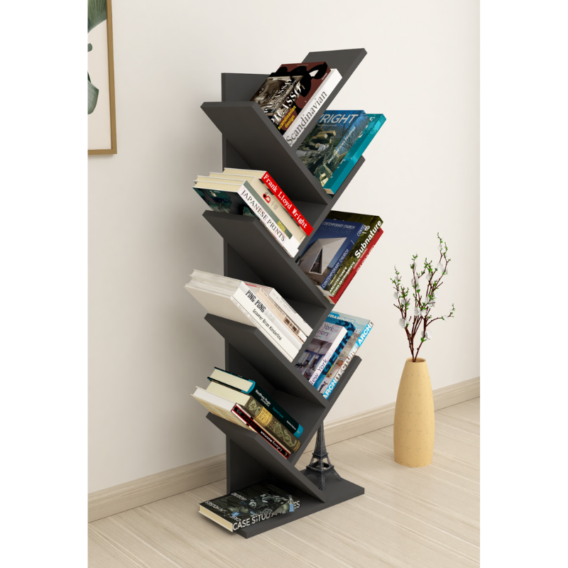 Dekorativna polica za knjige – antracit boja