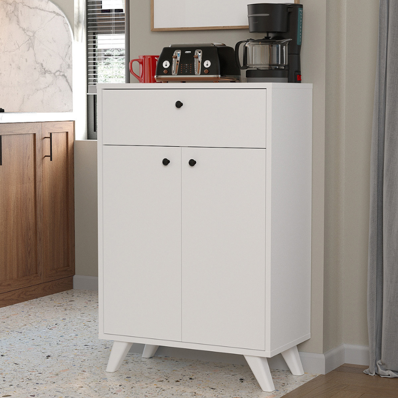 Višenamenski ormarić sa 2 vrata i fiokom Ezgi - bijela boja