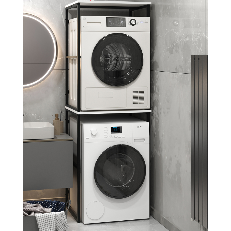 Ormarić za veš mašinu i sušilicu, metalni kupatilski ormarić Seda – bijela boja