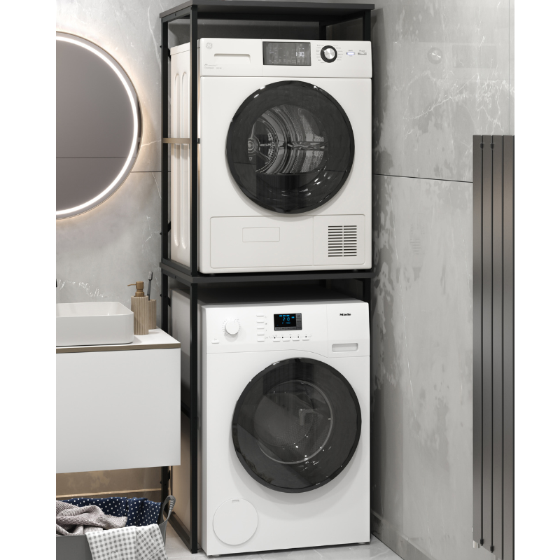 Ormarić za veš mašinu i sušilicu, metalni kupatilski ormarić Seda – antracit boja