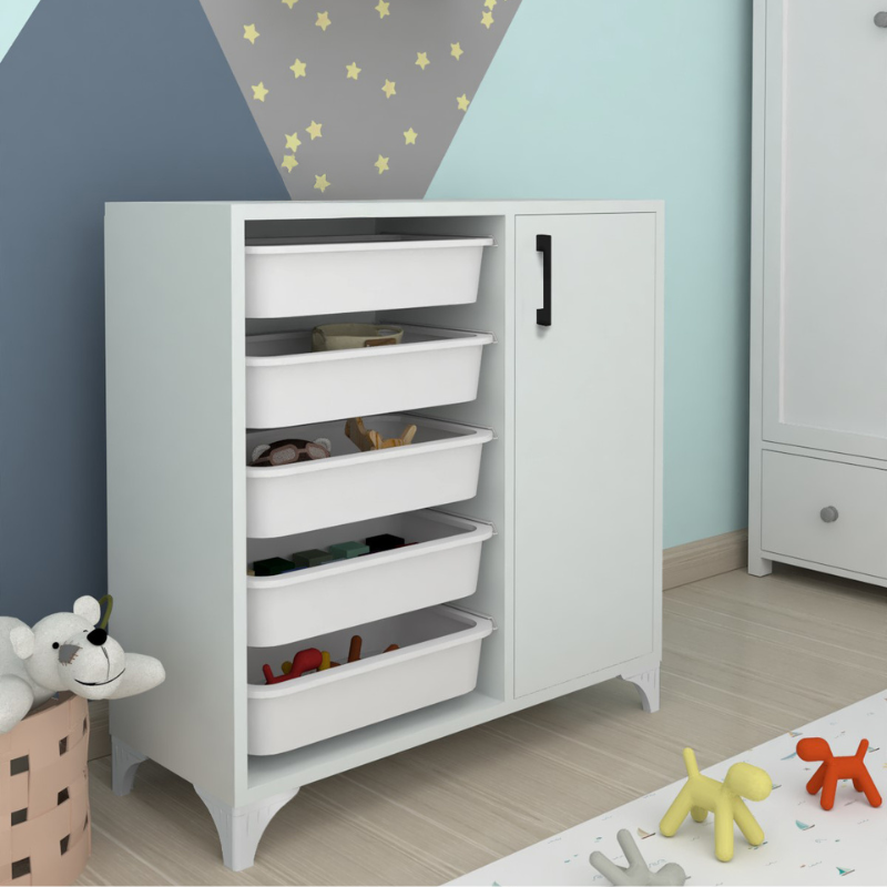 Višenamjenski ormarić sa 5 korpi Kayra - bijela boja