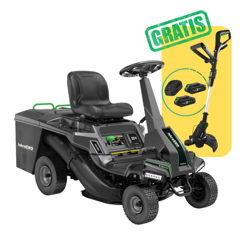 Traktorska kosilica ISKRA ERO IE-TM224-601 + Akumulatorski trimer Iskra ERO sa nitima IEX-CGT-162 + komplet baterija 2x 2,0 Ah 20 V